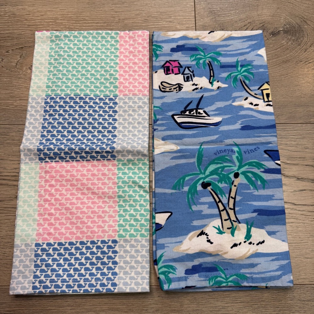 Vineyard Vines‎ for Target Tea Towels Set of 2 Whale Patchwork Tropical Island
